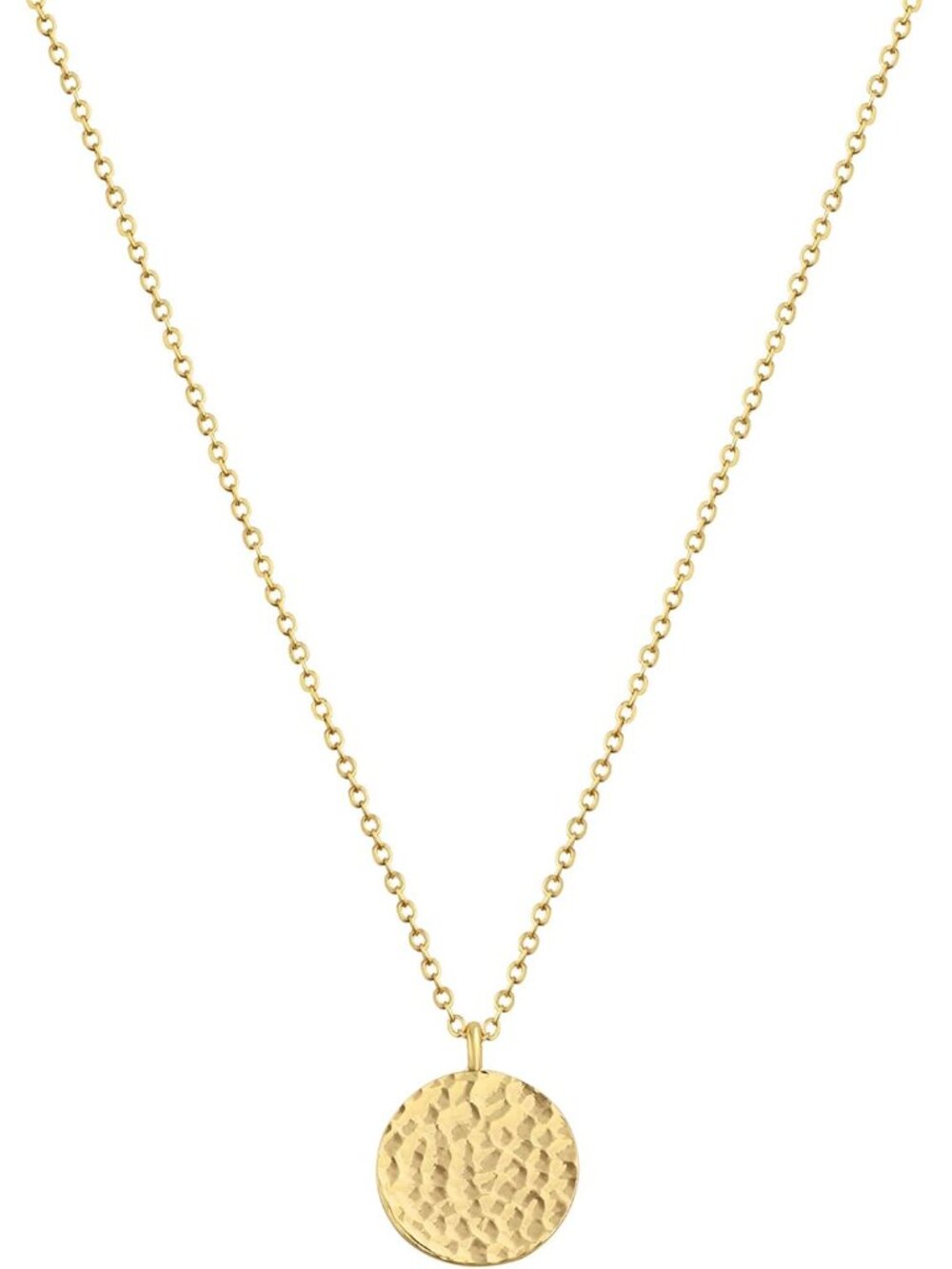 Gold Pendant Necklaces for Women-Simple 14K Gold Round Circle Pendant Necklace D